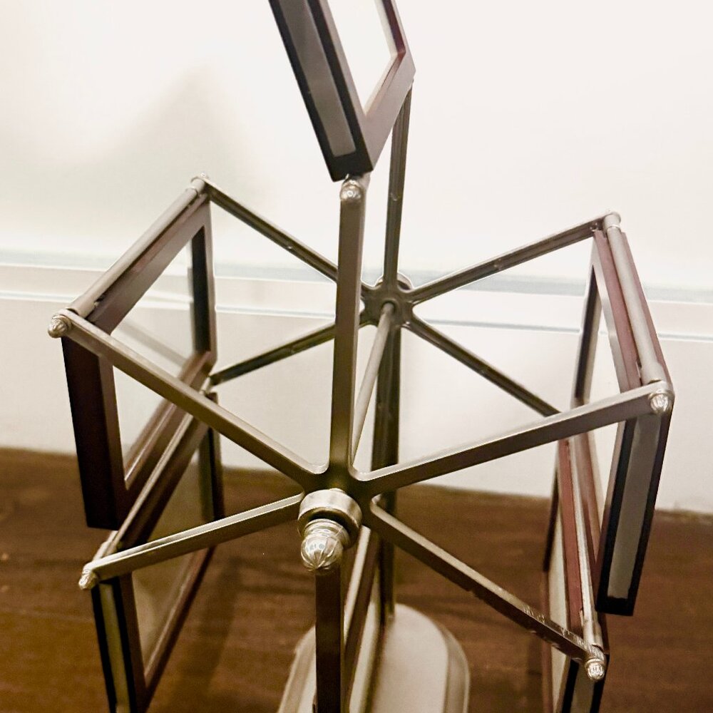 360 Rotating, Polished Wood-Framed Picture Carousel Stand - Picture 4 of 4